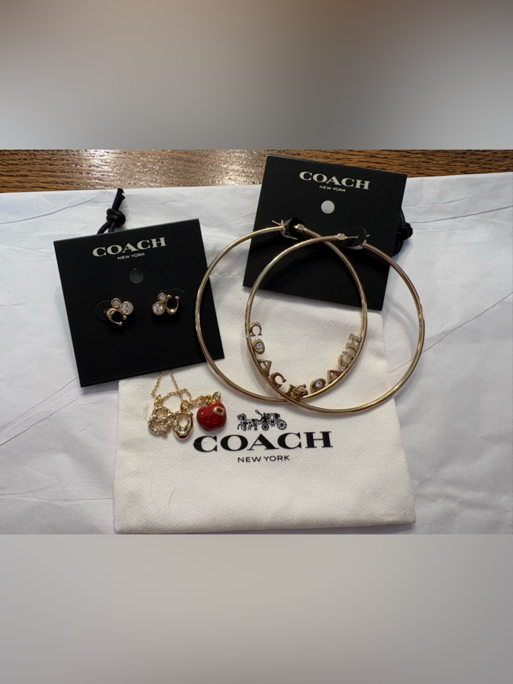 Coach Gold-Tone Hoop Earrings with Logo Lettering